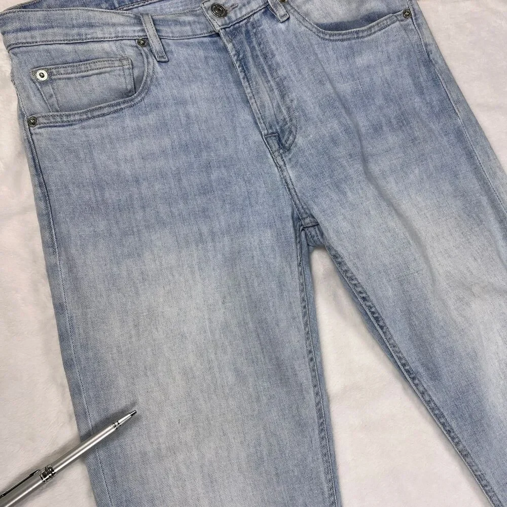 7 For All Mankind Mens Slimmy Slim Straight Leg Stretch Jeans Light Wash 7T00106
